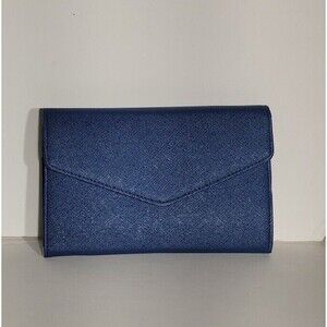 NWOT Casamonal Cobal Royal Navy Blue Envelope Wallet OS RFID Blocking Snap Clos